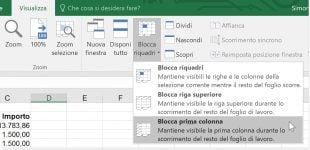Bloccare la prima colonna di un foglio di lavoro