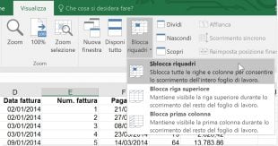 Sbloccare riquadri in Excel