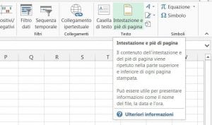 Cliccate sul pulsante Intestazione e piè di pagina