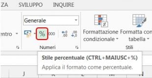 Cliccate sul pulsante Stile percentuale per mostrare numeri in percentuale in Excel