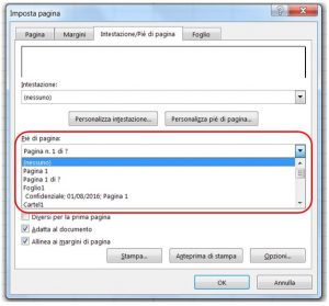 Fate clic sulla scheda Intestazione Piè di pagina Andate nel menu a discesa Intestazione o a quello Piè di pagina e selezionate (nessuno)