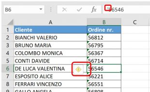 I segnali del fatto che i numeri sono formattti come testo
