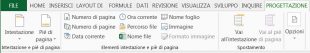 La scheda PROGETTAZIONE degli STRUMENTI INTESTAZIONE E PIE DI PAGINA