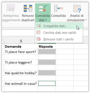Usate la Convalida dati di Excel per creare il menu a discesa