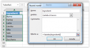 Creare un intervallo denominato in base ad una colonna di una tabella
