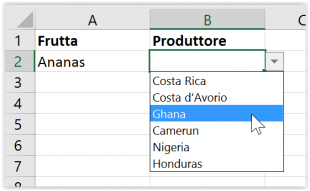 Il menu a discesa concatenato in Excel