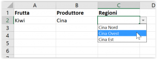 Un terzo menu a discesa dipendente dai primi due elenchi