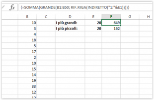 Sommare una quantità variabile di valori più grandi o più piccoli