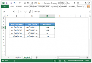 Calcolare il numero di giorni tra due date