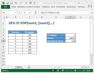 La funzione DEV.ST.POP