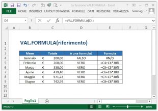 La funzione VAL.FORMULA