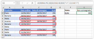 Formula SOMMA.PIU.SE per celle vuote o non-vuote