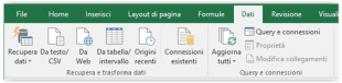 Il comando Importa da testo nella barra multifunzione di Excel