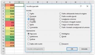 Incolla speciale Valori 1