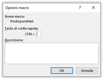 La finestra di dialogo Opzioni macro