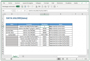 La funzione DATA.VALORE