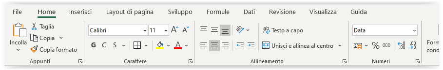 Formattare le celle come Data