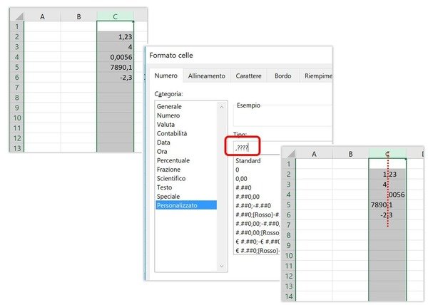 Come allineare una colonna di numeri alla virgola decimale - Excel Academy