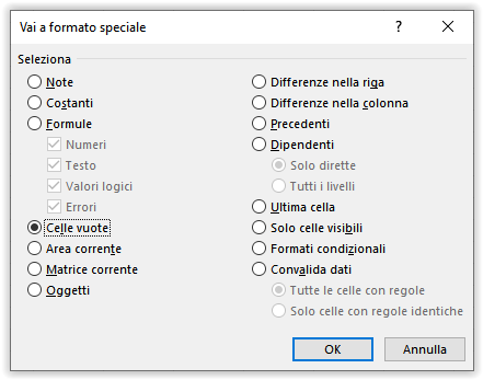 Eliminare le righe vuote dopo l'importazione 1