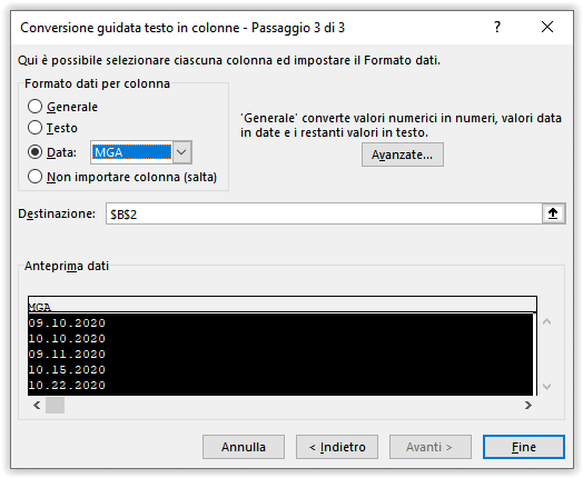 Come analizzare formati di data non standard 2