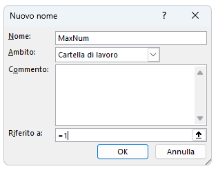 Assegnare un numero univoco ad ogni nuovo foglio di lavoro 1