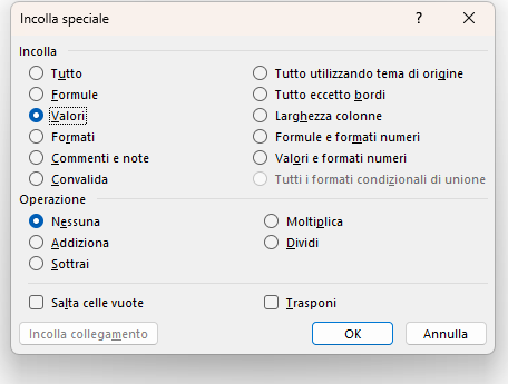 Come sostituire i collegamenti con i relativi valori 2