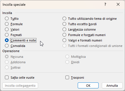 Come aggiungere un commento a più celle contemporaneamente 1